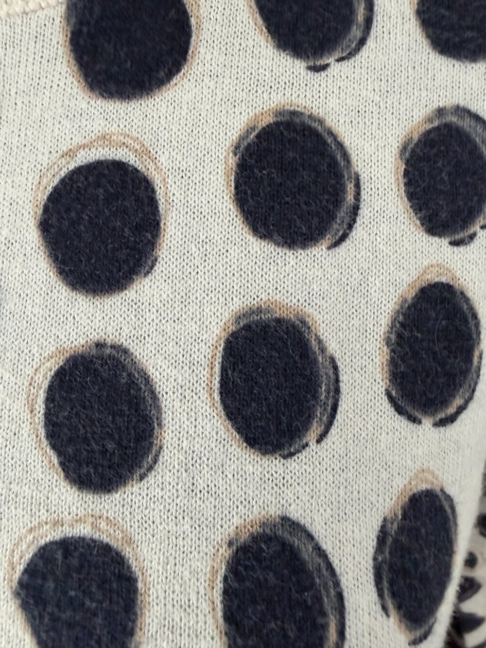 BANANA REPUBLIC Ivory Graphic Dots Button Cardigan Sweater Medium - Picture 13 of 15